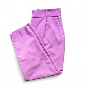 Zara High Waisted Pink Trouser Pants Cropped Ankle XL